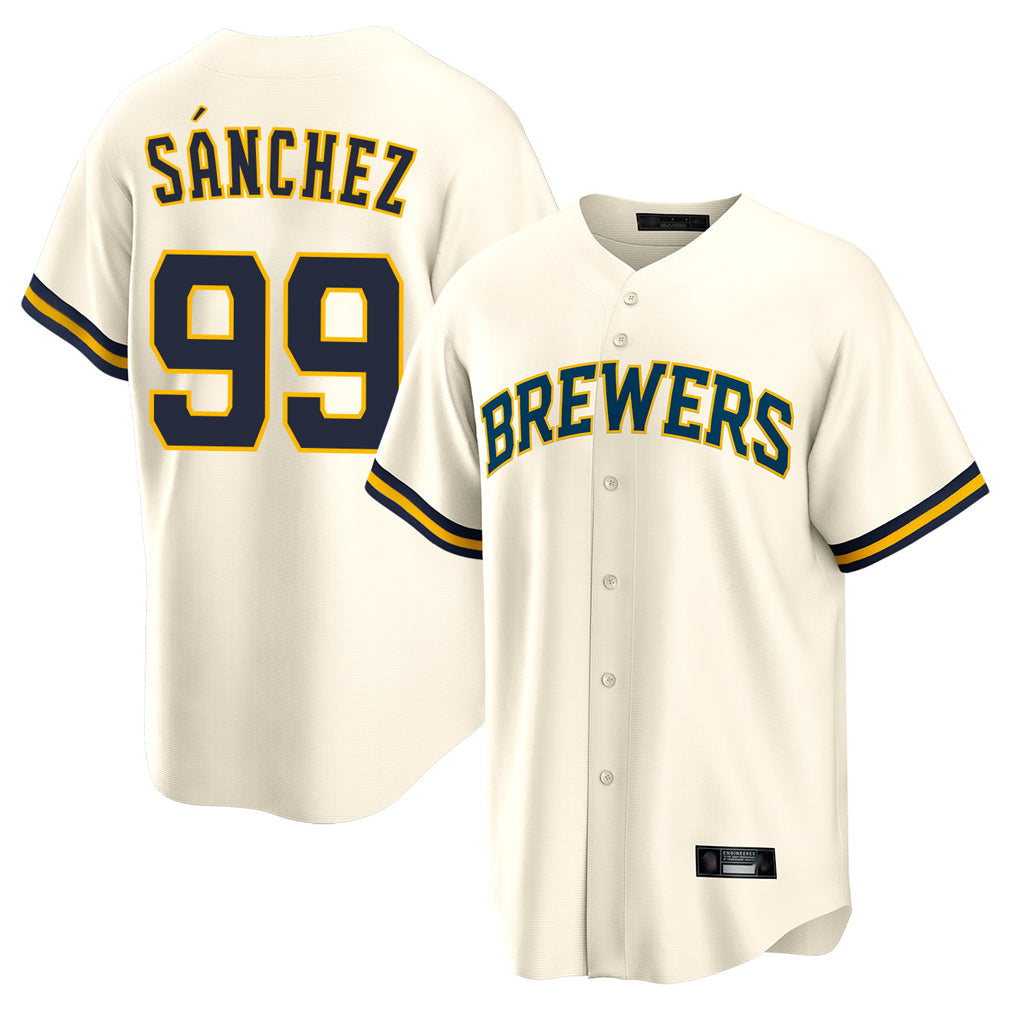 Blackjersey M.Brewers #99 Gary Sanchez Player Cream Home Game Stitched Jerseys