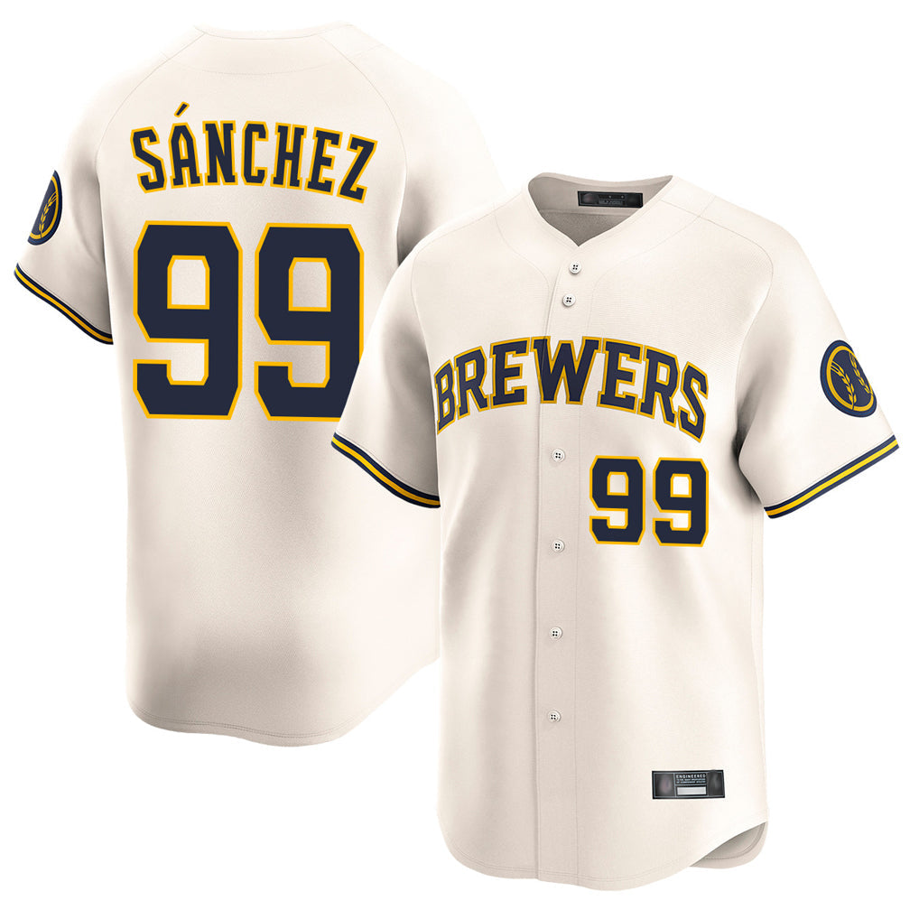 Blackjersey M.Brewers #99 Gary Sanchez Player Cream Home Limited Game Stitched Jerseys
