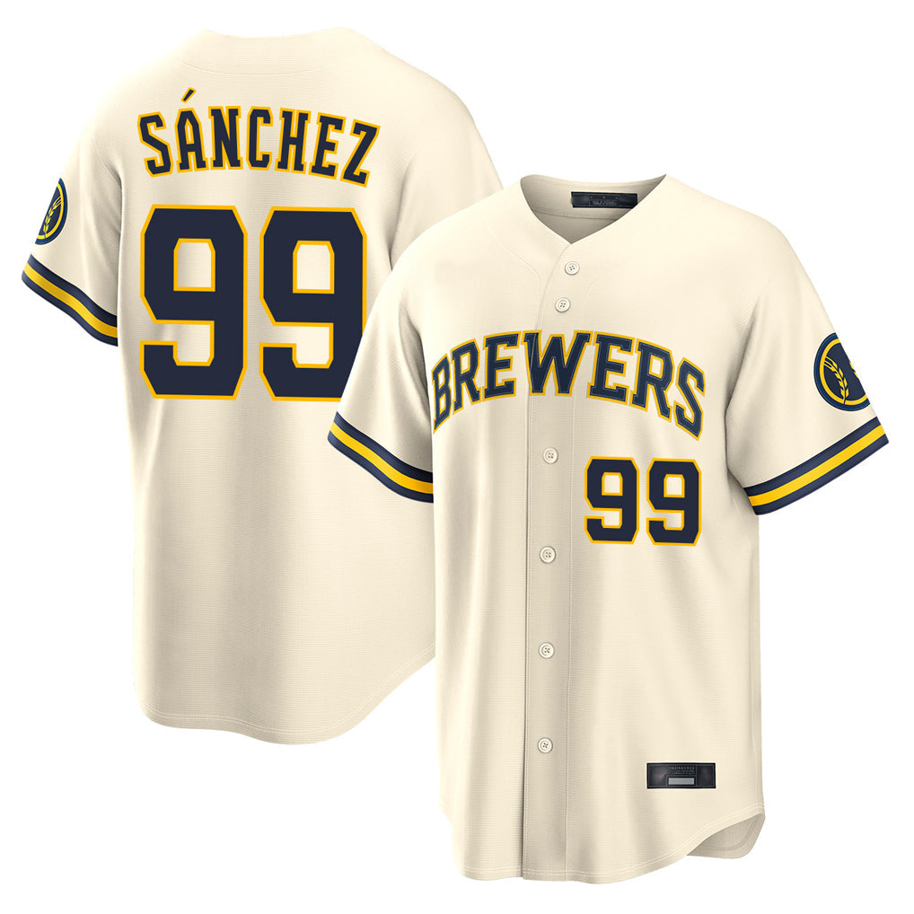 Blackjersey M.Brewers #99 Gary Sanchez Player Cream Home Limited Stitched Jerseys