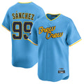 Blackjersey M.Brewers #99 Gary Sanchez Player Light Blue City Connect Home Limited Stitched Jerseys