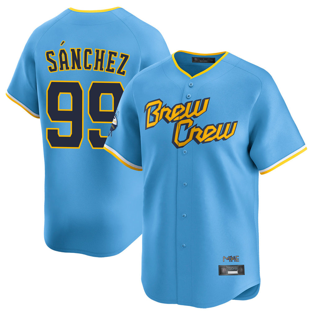 Blackjersey M.Brewers #99 Gary Sanchez Player Light Blue City Connect Home Limited Stitched Jerseys