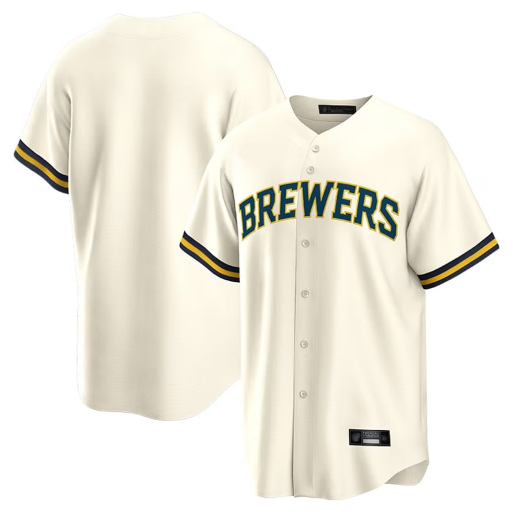 Blackjersey M.Brewers Blank Player Cream Home Game Stitched Jerseys
