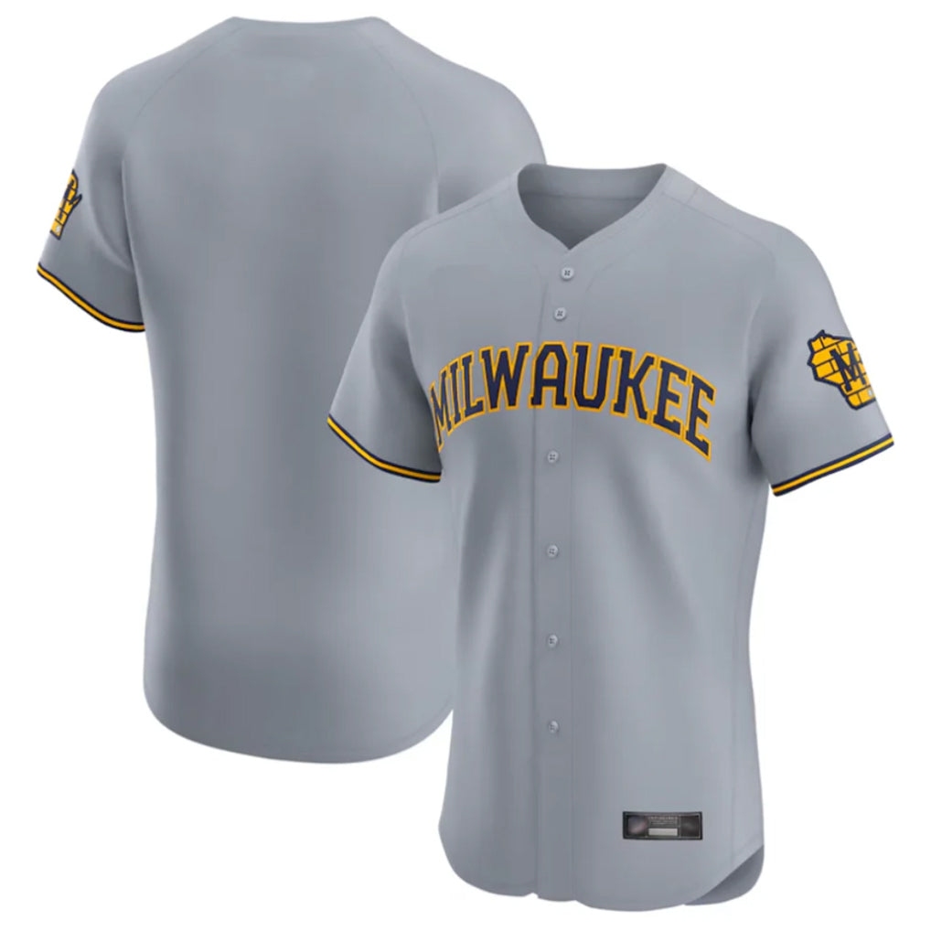 Blackjersey M.Brewers Blank Player Gray Home Limited Elite Stitched Jerseys