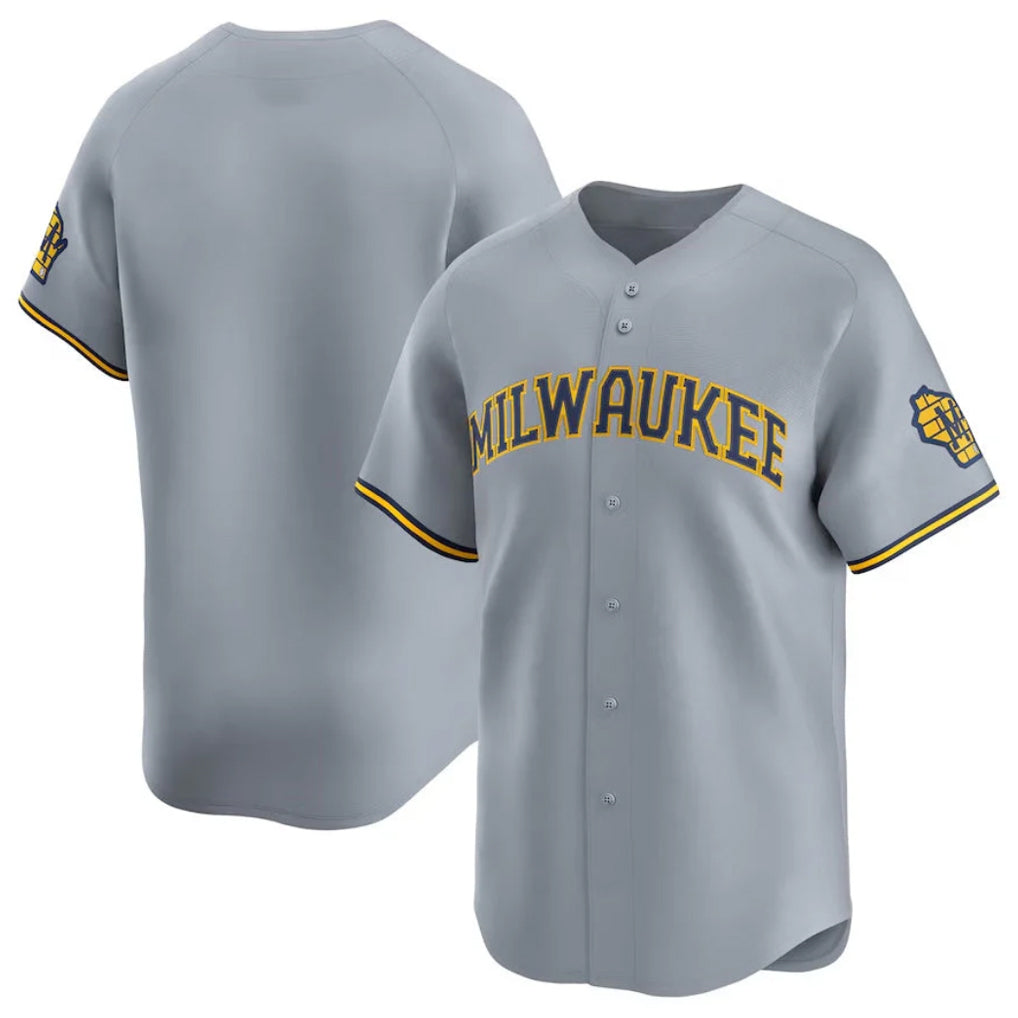Blackjersey M.Brewers Blank Player Gray Home Limited Stitched Jerseys