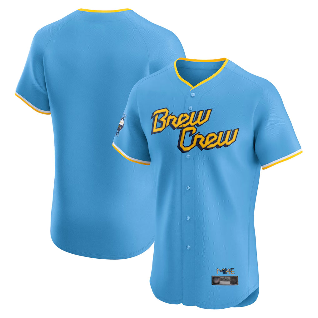 Blackjersey M.Brewers Blank Player Light Blue City Connect Home Limited Elite Stitched Jerseys