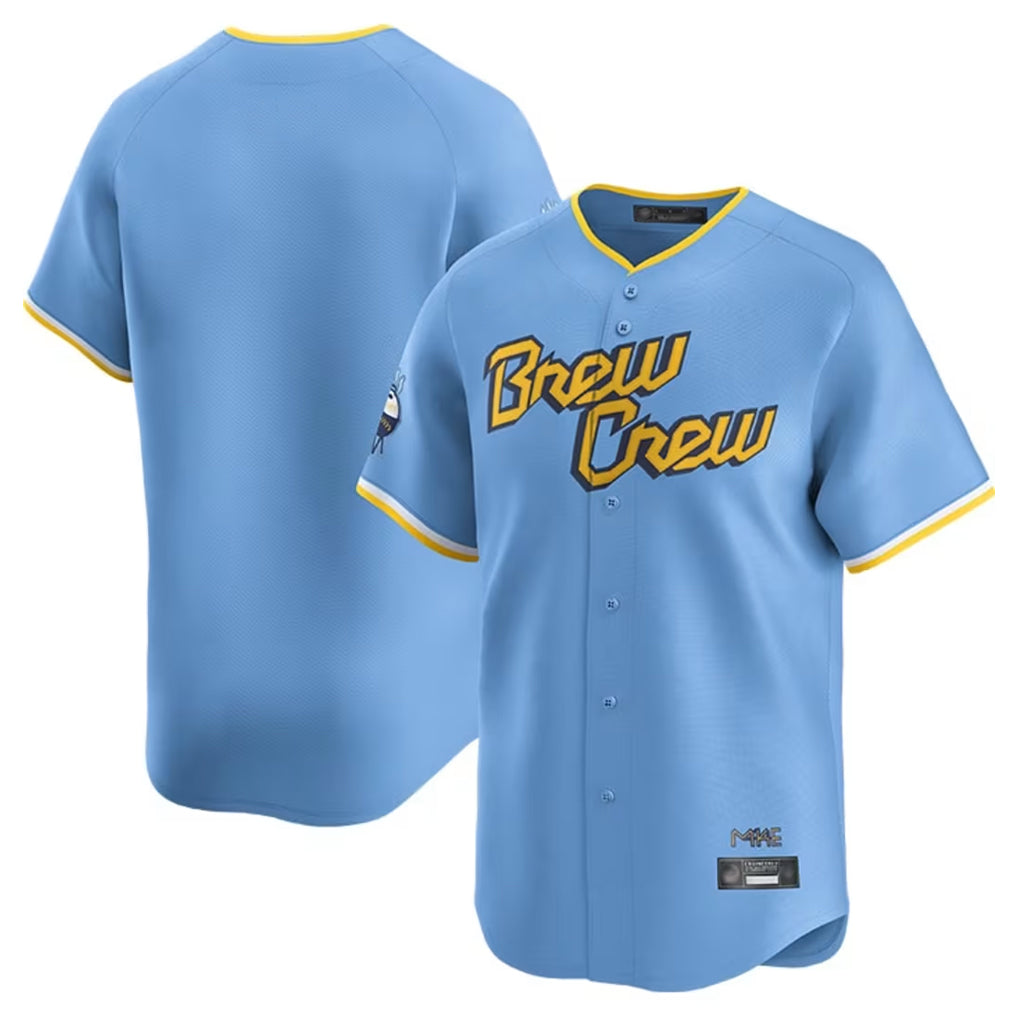 Blackjersey M.Brewers Blank Player Light Blue City Connect Home Limited Stitched Jerseys