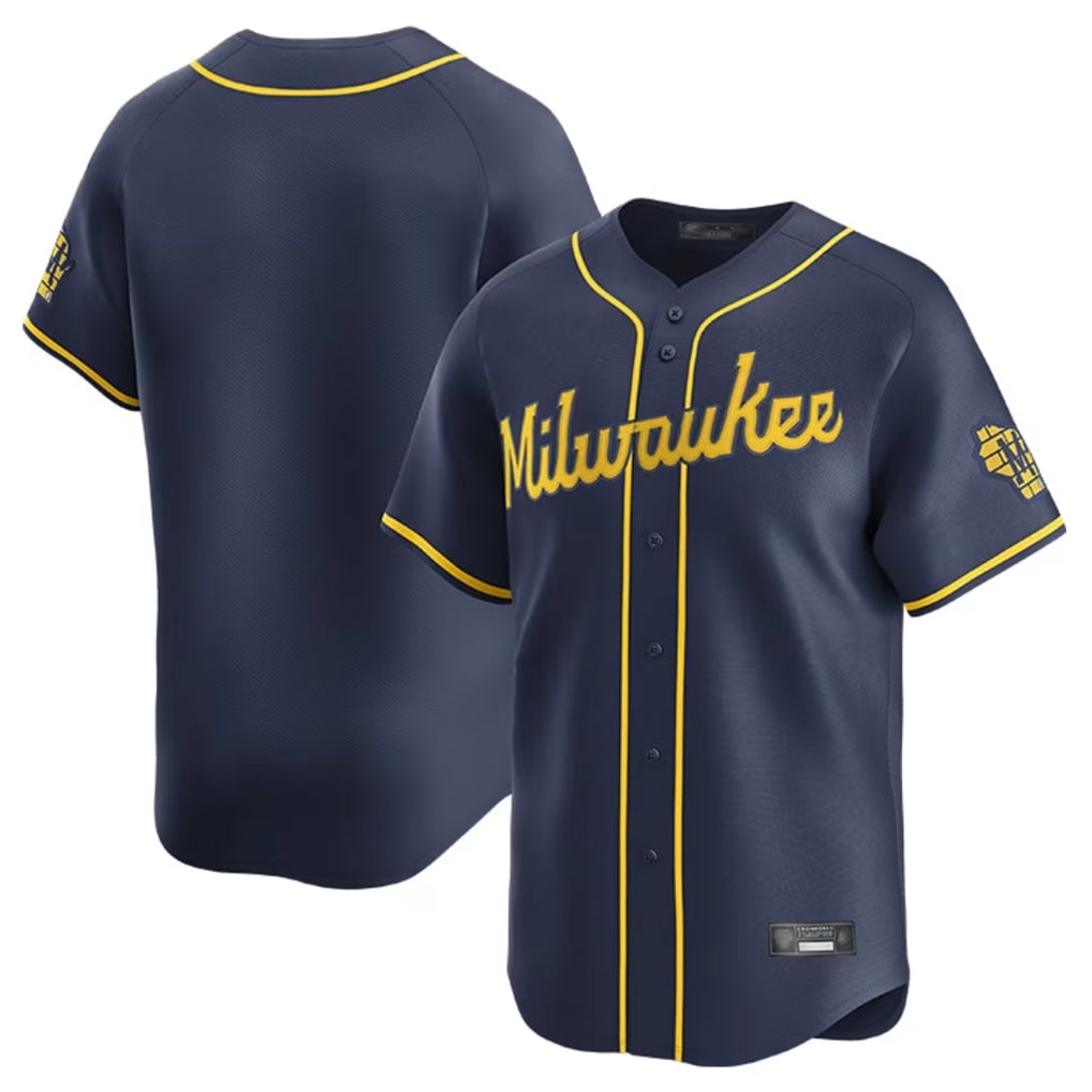 Blackjersey M.Brewers Blank Player Navy Home Limited Stitched Jerseys