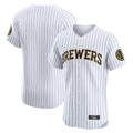 Blackjersey M.Brewers Blank Player White Stripes Home Limited Elite Stitched Jerseys