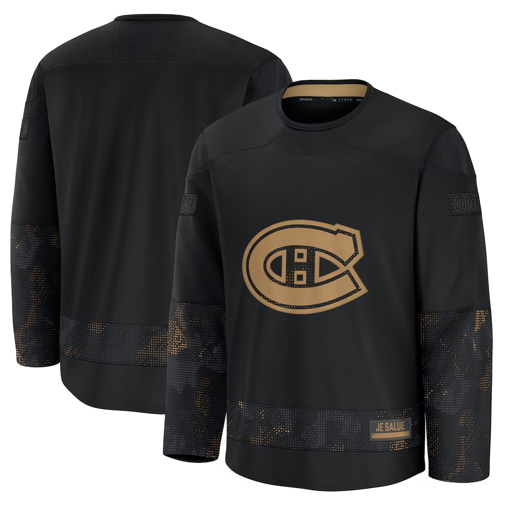 Blackjersey M.Canadiens Black 2024 Military Appreciation Practice Jerseys