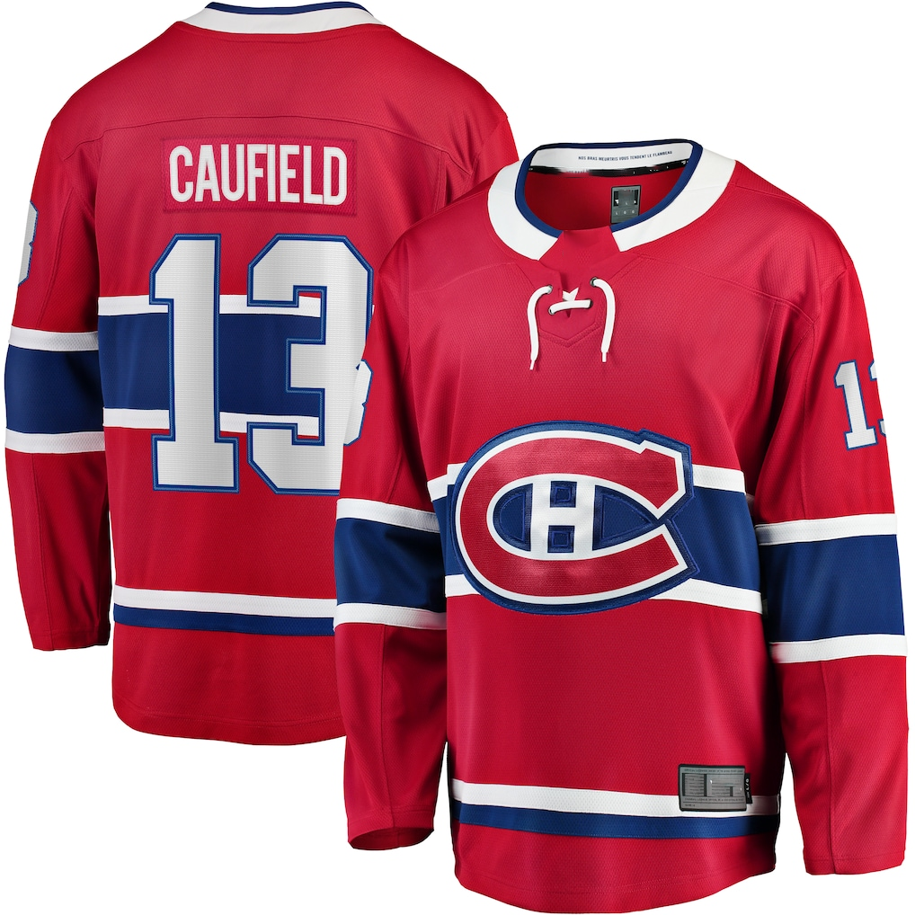 Blackjersey M.Canadiens #13 Cole Caufield Red Home Premier Breakaway Player Jerseys