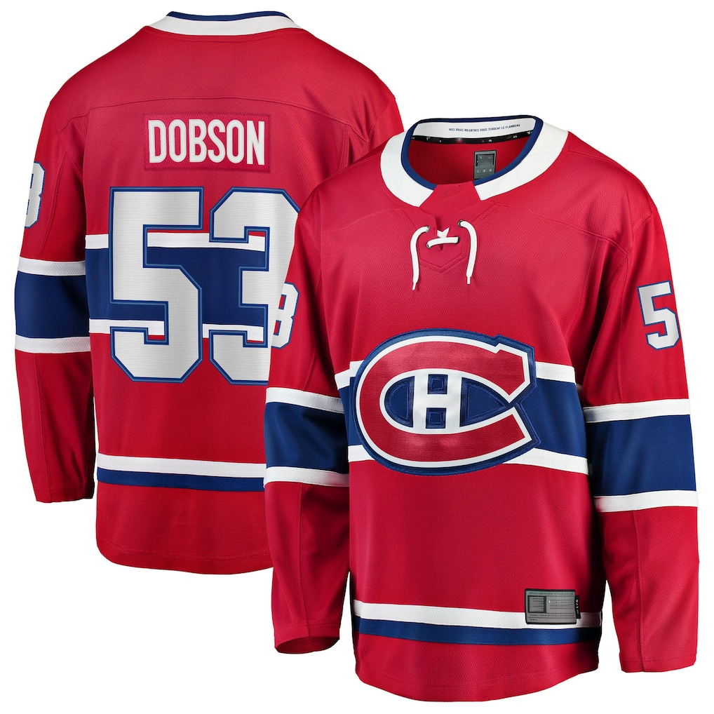 Blackjersey M.Canadiens #53 Noah Dobson Red Home Breakaway Jerseys