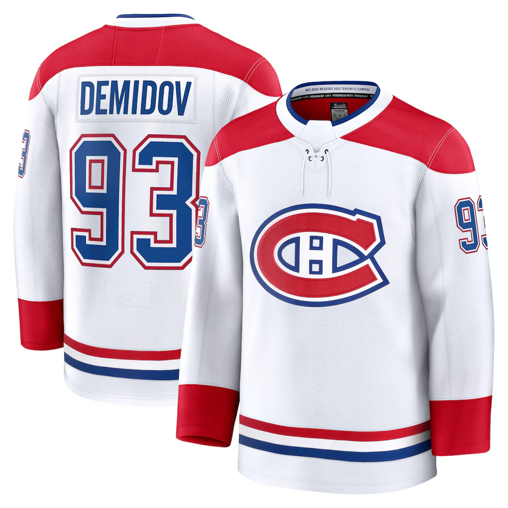 Blackjersey M.Canadiens #93 Ivan Demidov White Away Premium Jerseys