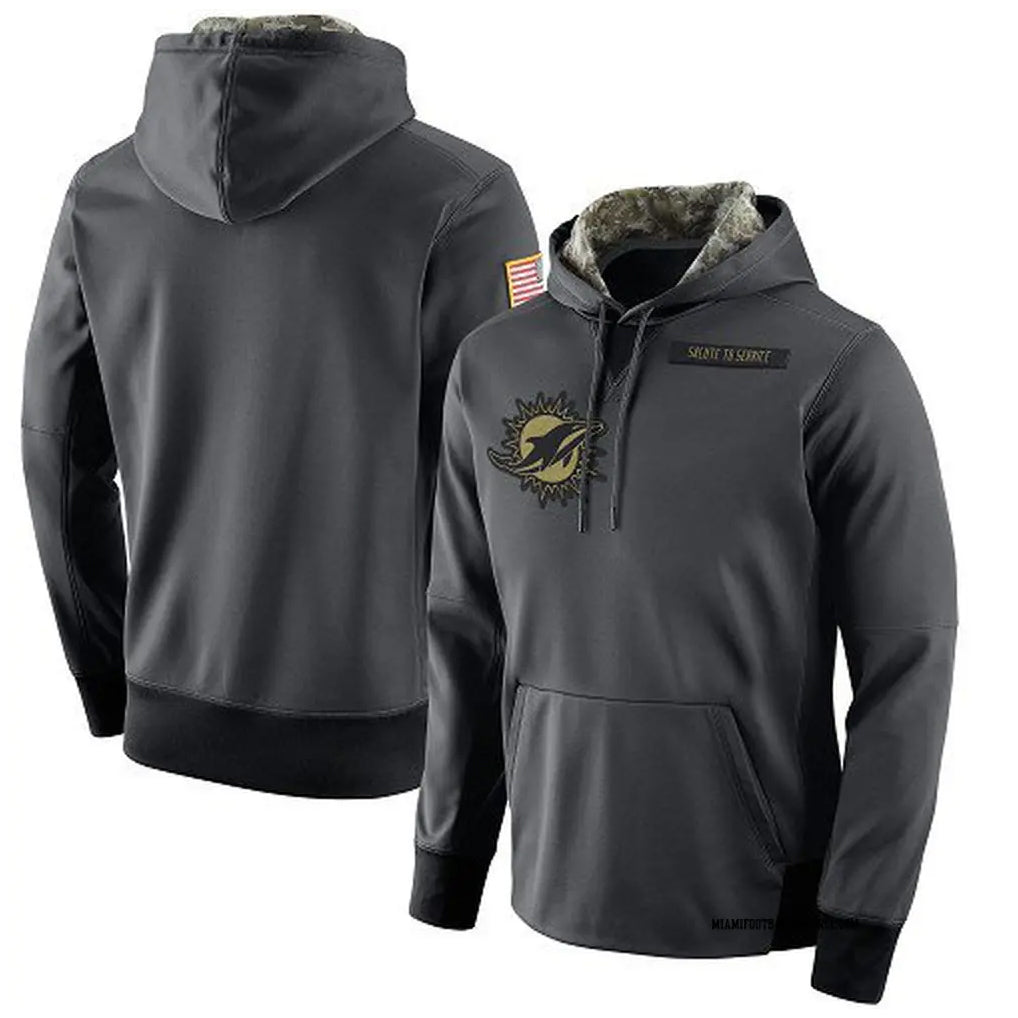 Blackjersey M.Dolphins Gray Pullover Hoodies Limited Blank Player Stitched Jerseys