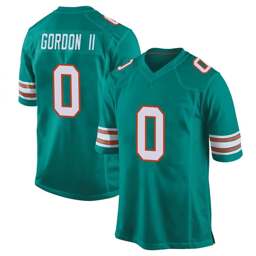 Blackjersey M.Dolphins #0 Ollie Gordon II Player Aqua Alternate Home Game Stitched Jerseys