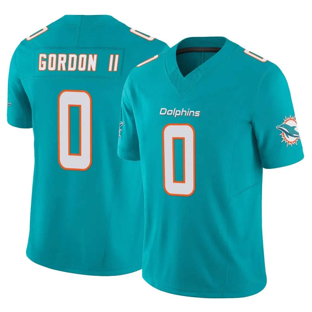 Blackjersey M.Dolphins #0 Ollie Gordon II Player Aqua Limited Vapor F.U.S.E. Home Game Stitched Jerseys