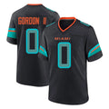 Blackjersey M.Dolphins #0 Ollie Gordon II Player Black Pitch Rivalries Collection Home Game Stitched Jerseys