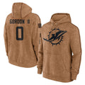 Blackjersey M.Dolphins #0 Ollie Gordon II Player Brown Salute to Service Hoodies Limited Game Stitched Jerseys