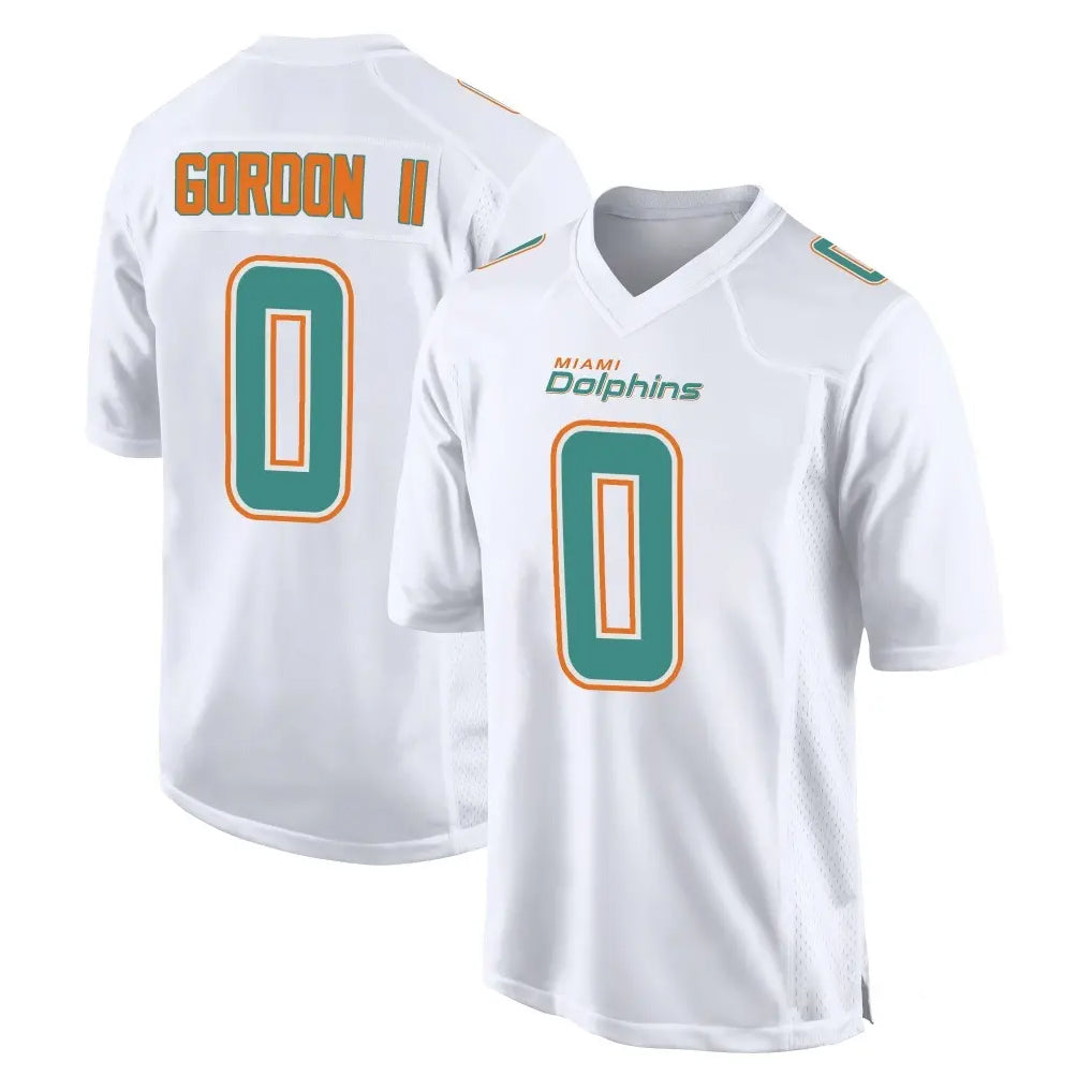 Blackjersey M.Dolphins #0 Ollie Gordon II Player White Fashion Home Game Stitched Jerseys