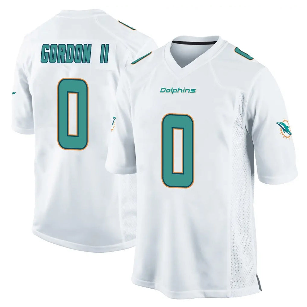 Blackjersey M.Dolphins #0 Ollie Gordon II Player White Home Game Stitched Jerseys