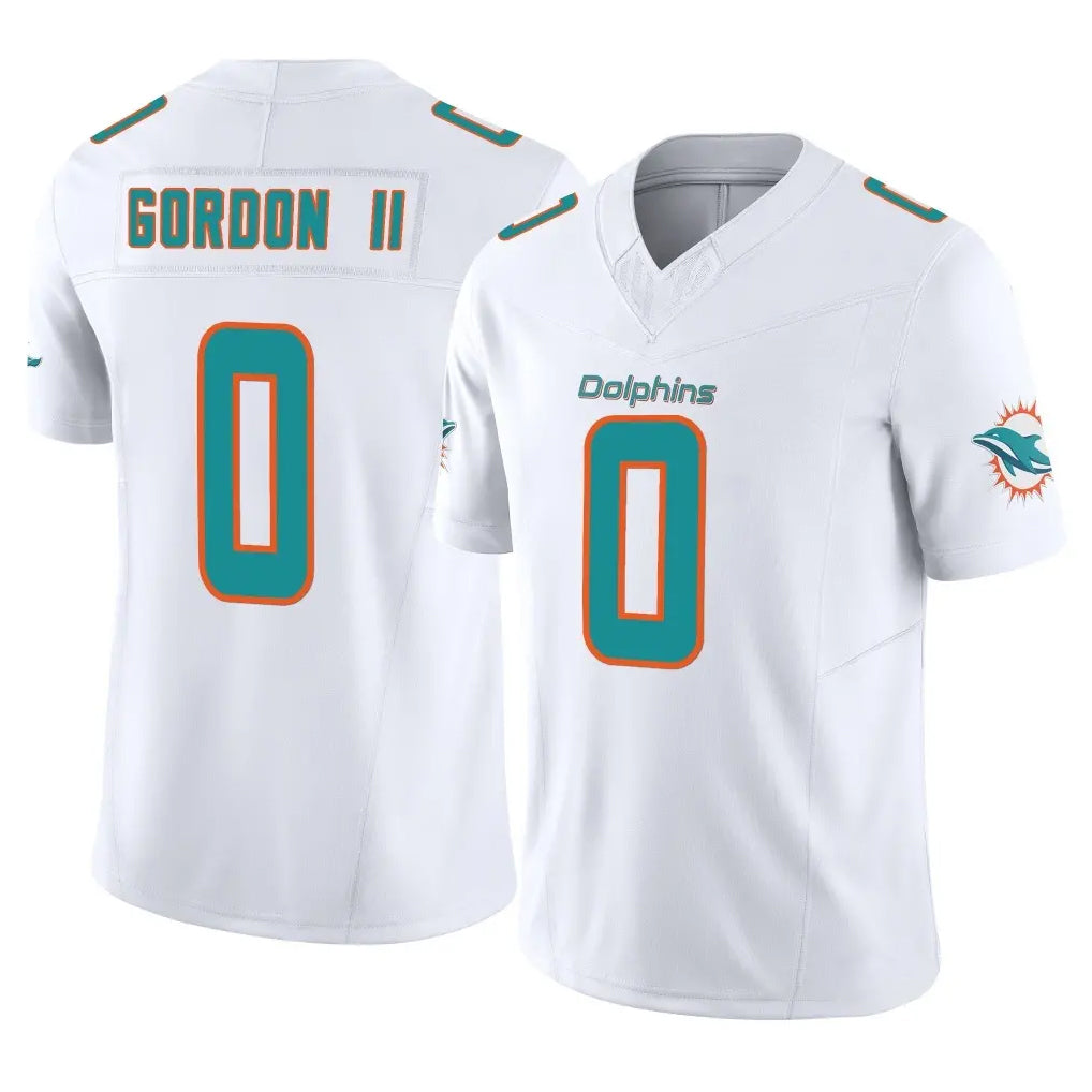 Blackjersey M.Dolphins #0 Ollie Gordon II Player White Limited Vapor F.U.S.E. Home Game Stitched Jerseys