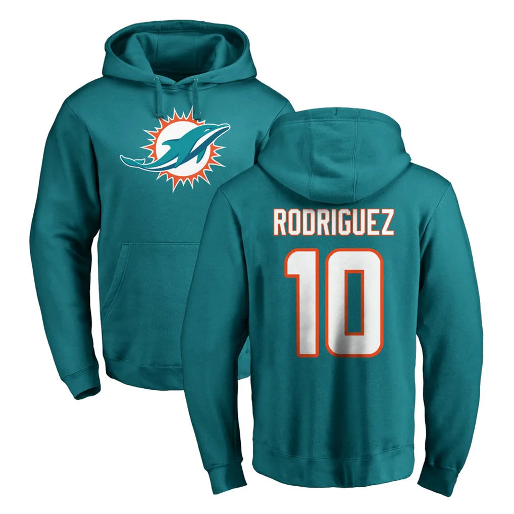 Blackjersey M.Dolphins #10 Jacob Rodriguez Player Aqua LOGO Pullover Hoodies Limited Stitched Jerseys