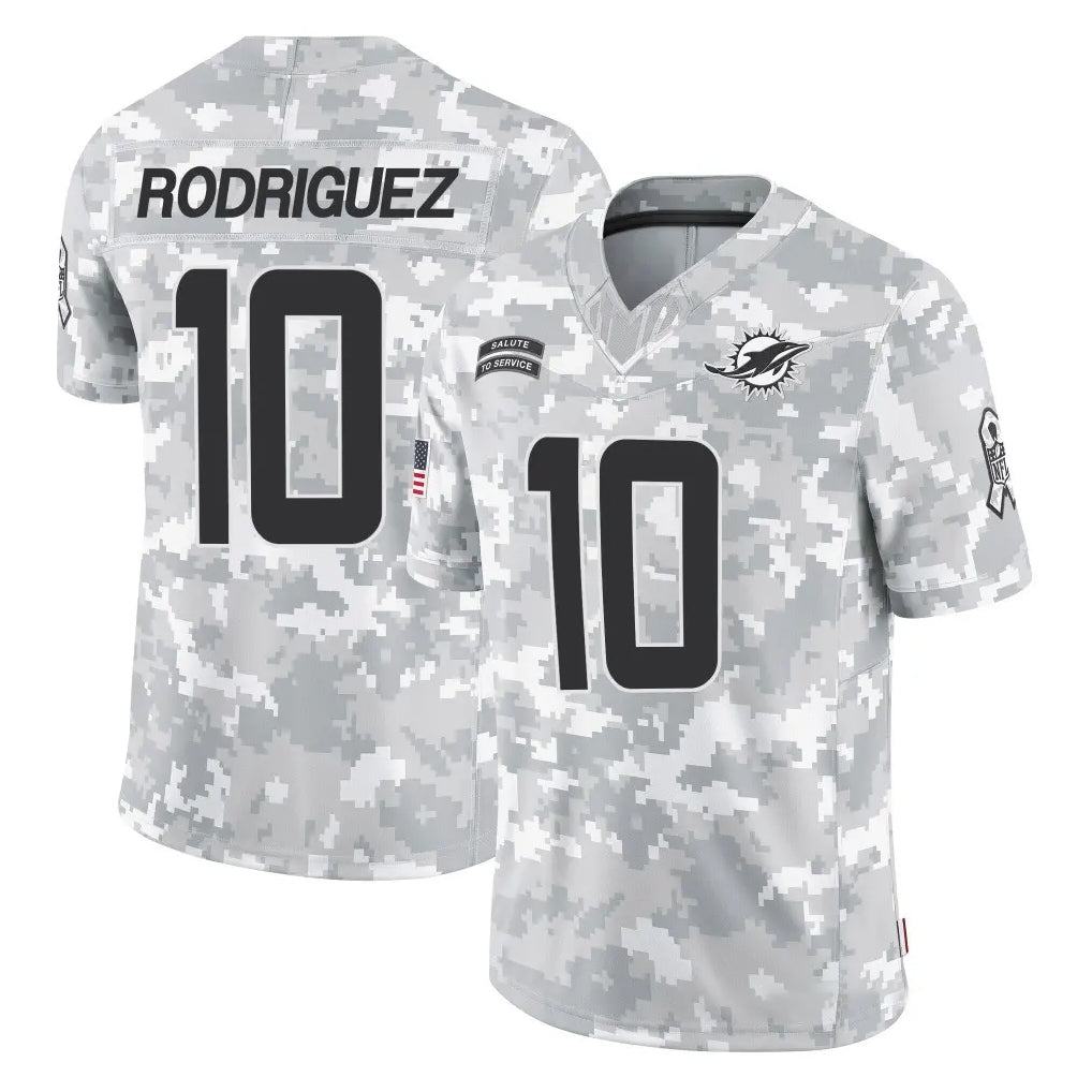 Blackjersey M.Dolphins #10 Jacob Rodriguez Player Arctic Camo Salute To Service Limited Game Stitched Jerseys