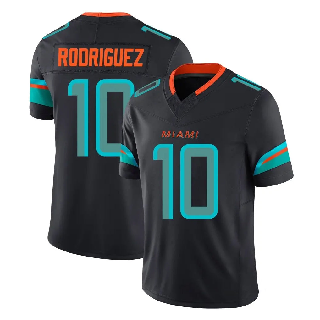 Blackjersey M.Dolphins #10 Jacob Rodriguez Player Black Limited Pitch Rivalries Collection Home Game Stitched Jerseys