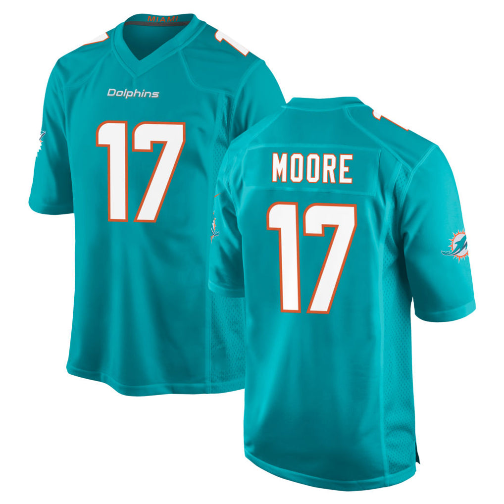 Blackjersey M.Dolphins #17 Trey Moore Player Aqua Home Game Stitched Jerseys