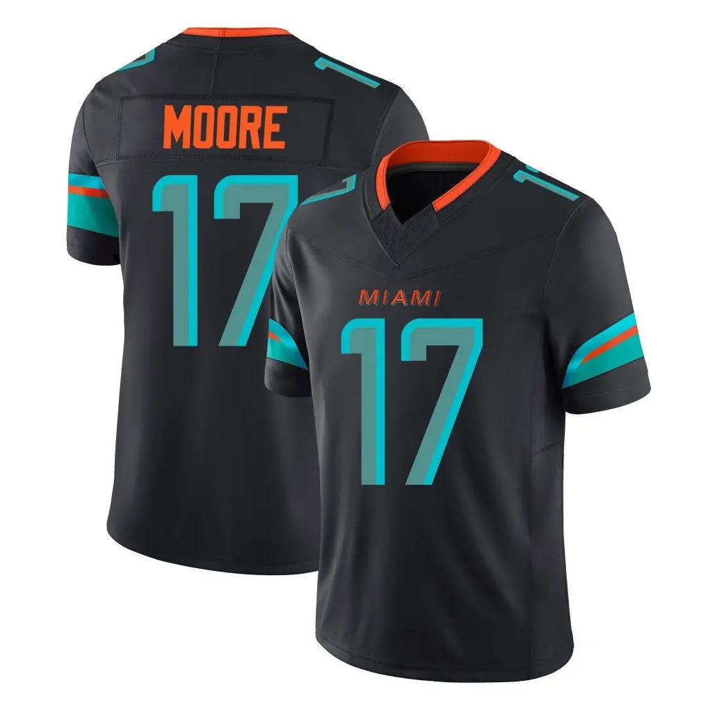 Blackjersey M.Dolphins #17 Trey Moore Player Black Limited Pitch Rivalries Collection Home Game Stitched Jerseys