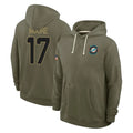 Blackjersey M.Dolphins #17 Trey Moore Player Olive Salute to Service Pullover Hoodies Limited Stitched Jerseys