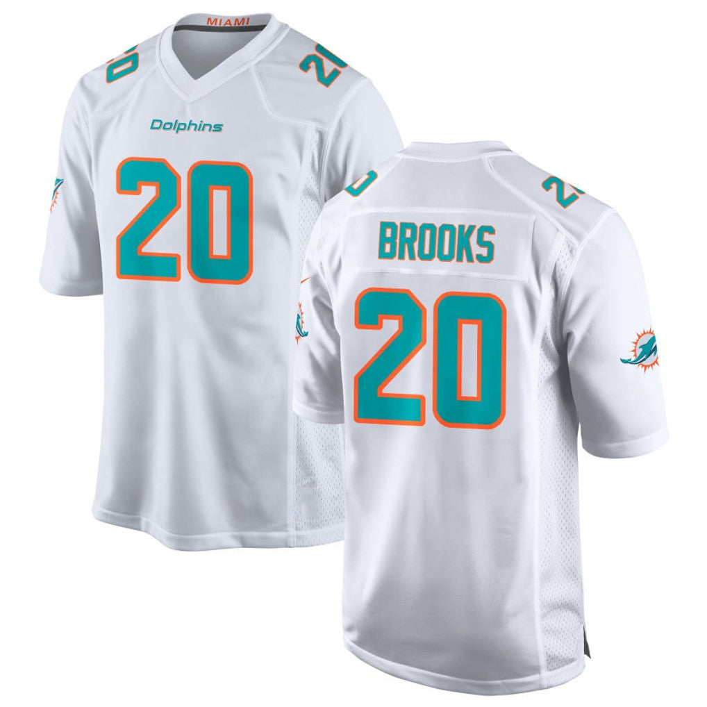 Blackjersey M.Dolphins #20 Jordyn Brooks Player White Home Game Stitched Jerseys