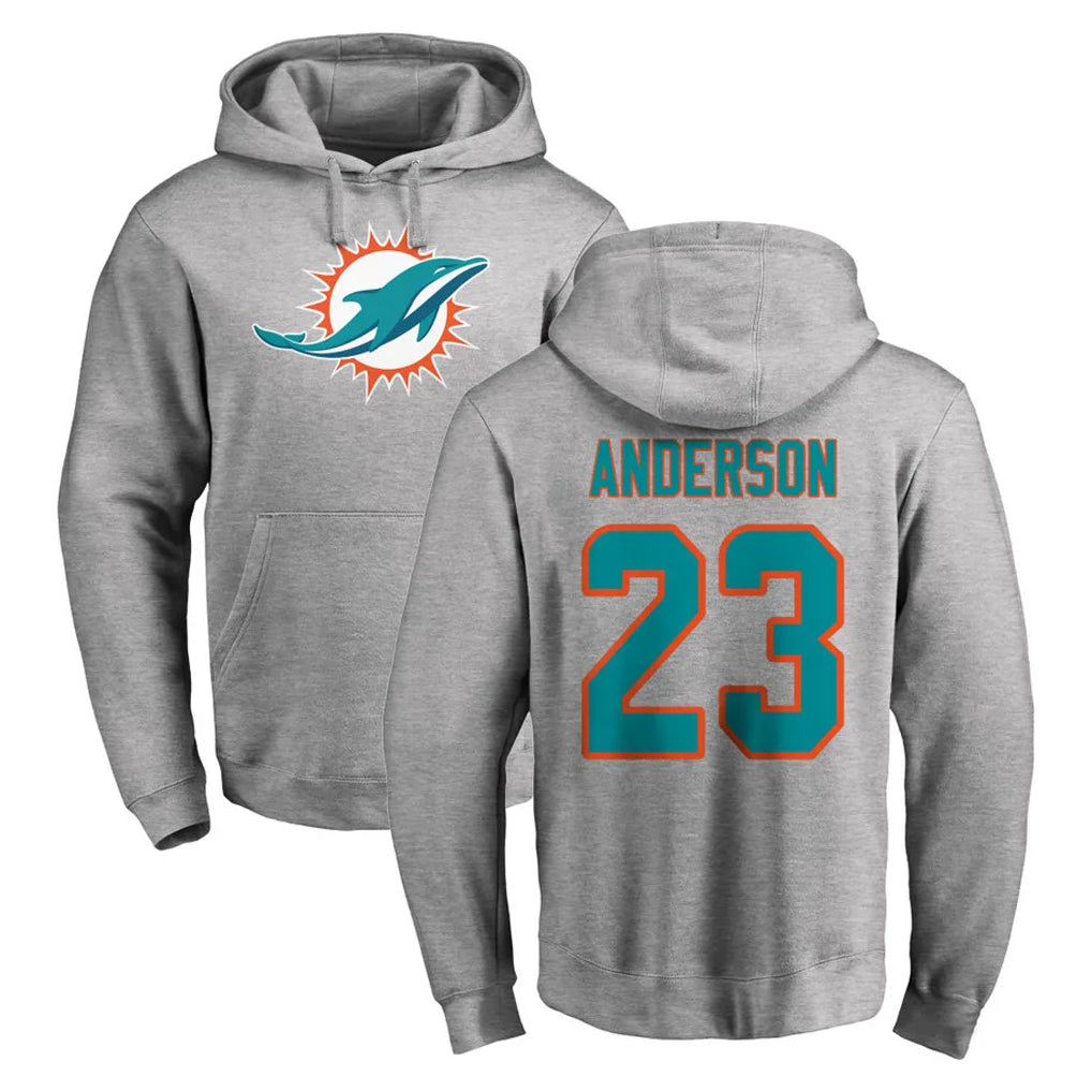 Blackjersey M.Dolphins #23 Zayne Anderson Player Gray LOGO Pullover Hoodies Limited Stitched Jerseys