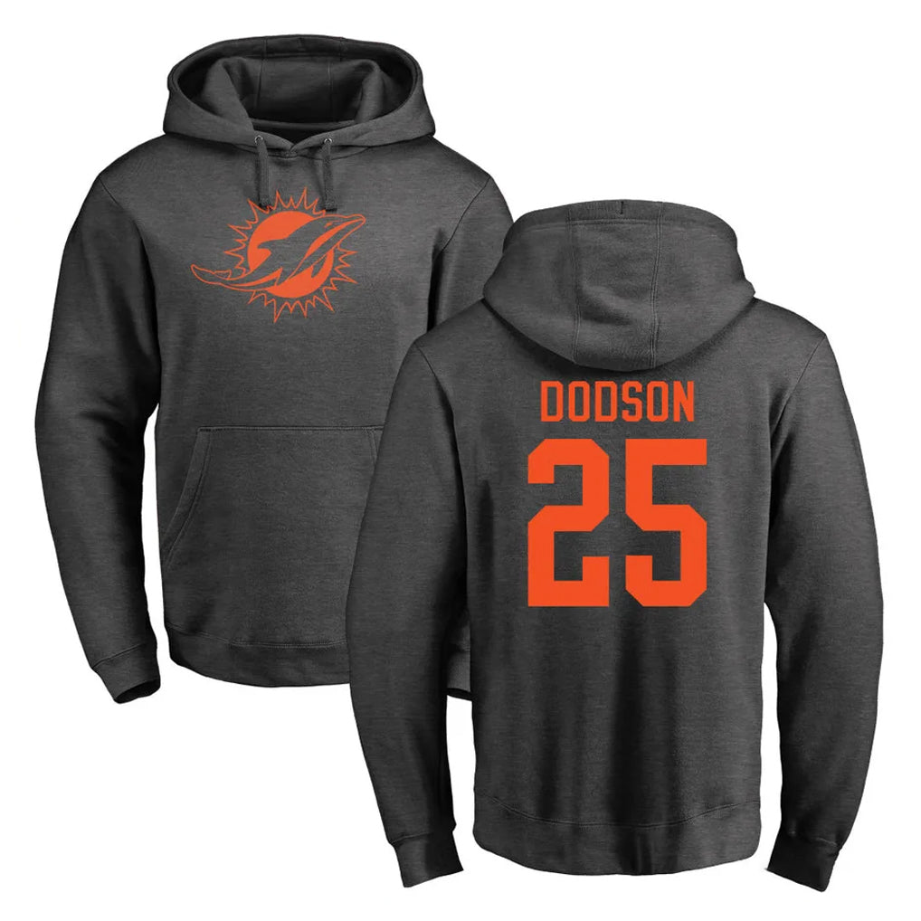 Blackjersey M.Dolphins #25 Tyrel Dodson Player Darkgray Pullover Hoodies Limited Stitched Jerseys