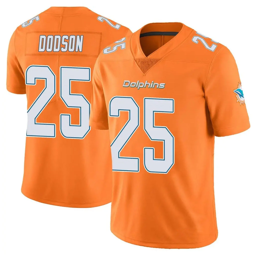 Blackjersey M.Dolphins #25 Tyrel Dodson Player Orange Limited Home Game Stitched Jerseys