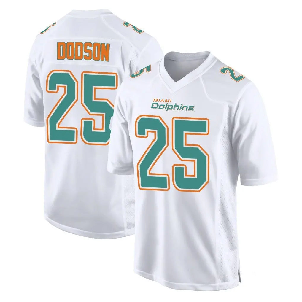 Blackjersey M.Dolphins #25 Tyrel Dodson Player White Fashion Home Game Stitched Jerseys