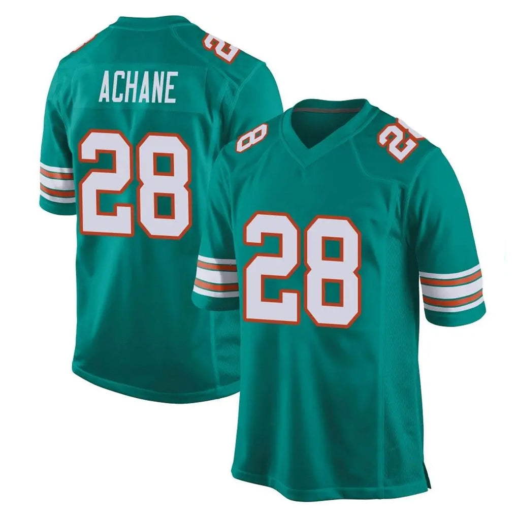 Blackjersey M.Dolphins #28 De'Von Achane Player Aqua Alternate Home Game Stitched Jerseys