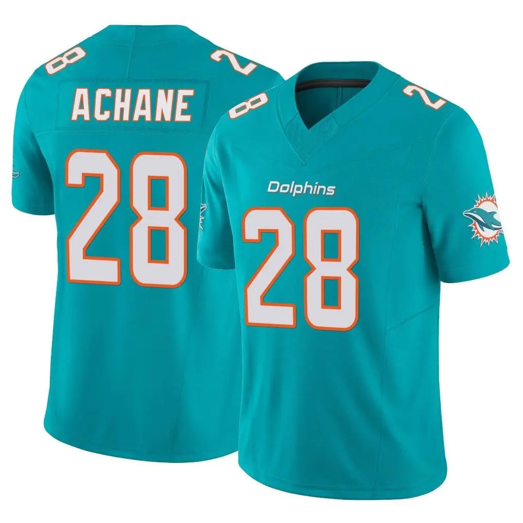 Blackjersey M.Dolphins #28 De'Von Achane Player Aqua Limited Vapor F.U.S.E. Home Game Stitched Jerseys