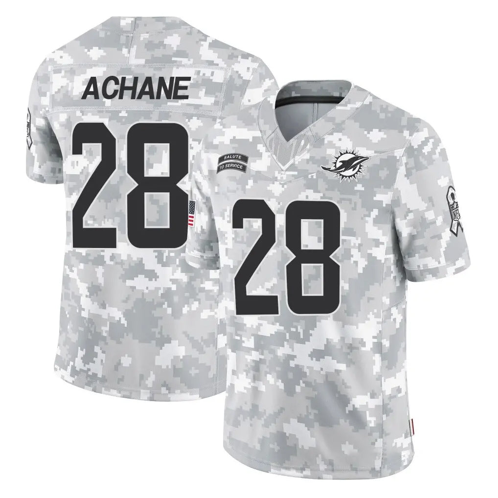 Blackjersey M.Dolphins #28 De'Von Achane Player Arctic Camo Salute To Service Limited Game Stitched Jerseys