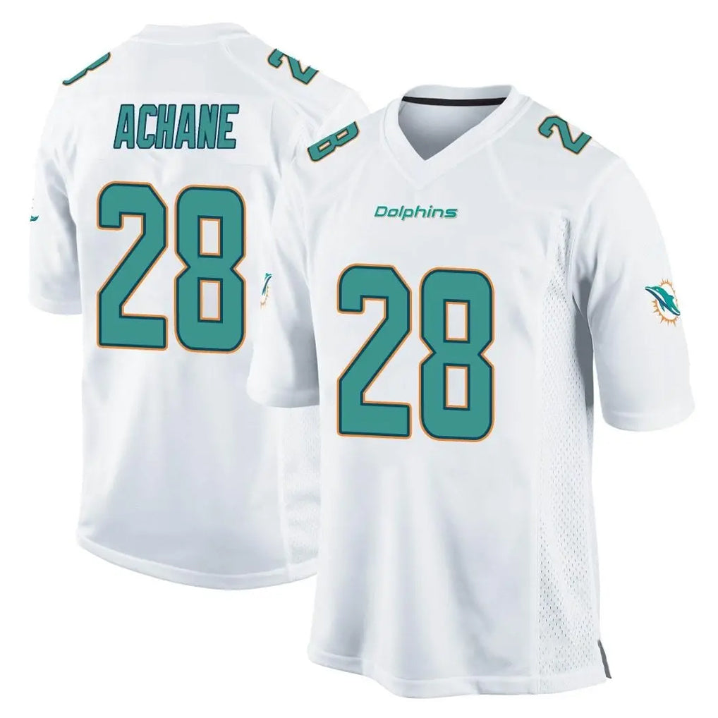 Blackjersey M.Dolphins #28 De'Von Achane Player White Fashion Home Game Stitched Jerseys