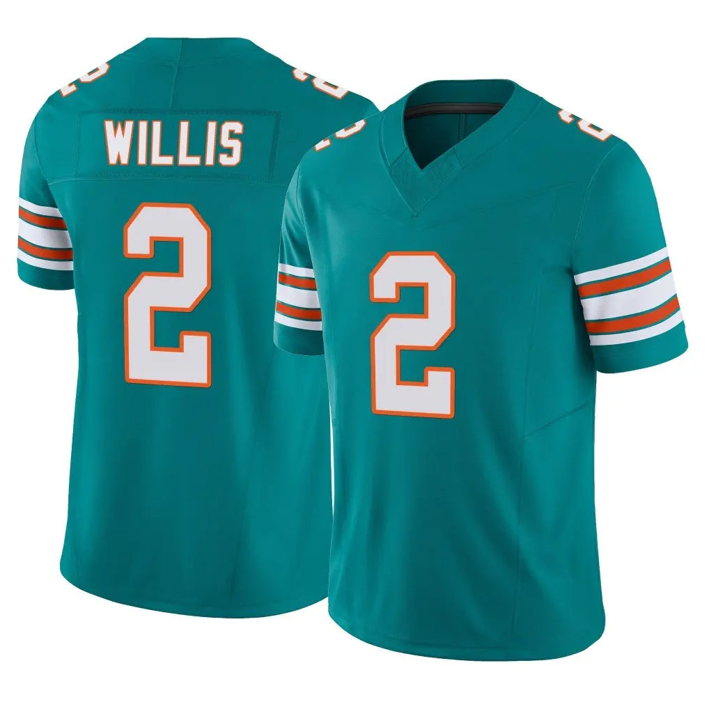 Blackjersey M.Dolphins #2 Malik Willis Player Aqua Limited Alternate Vapor F.U.S.E. Home Game Stitched Jerseys