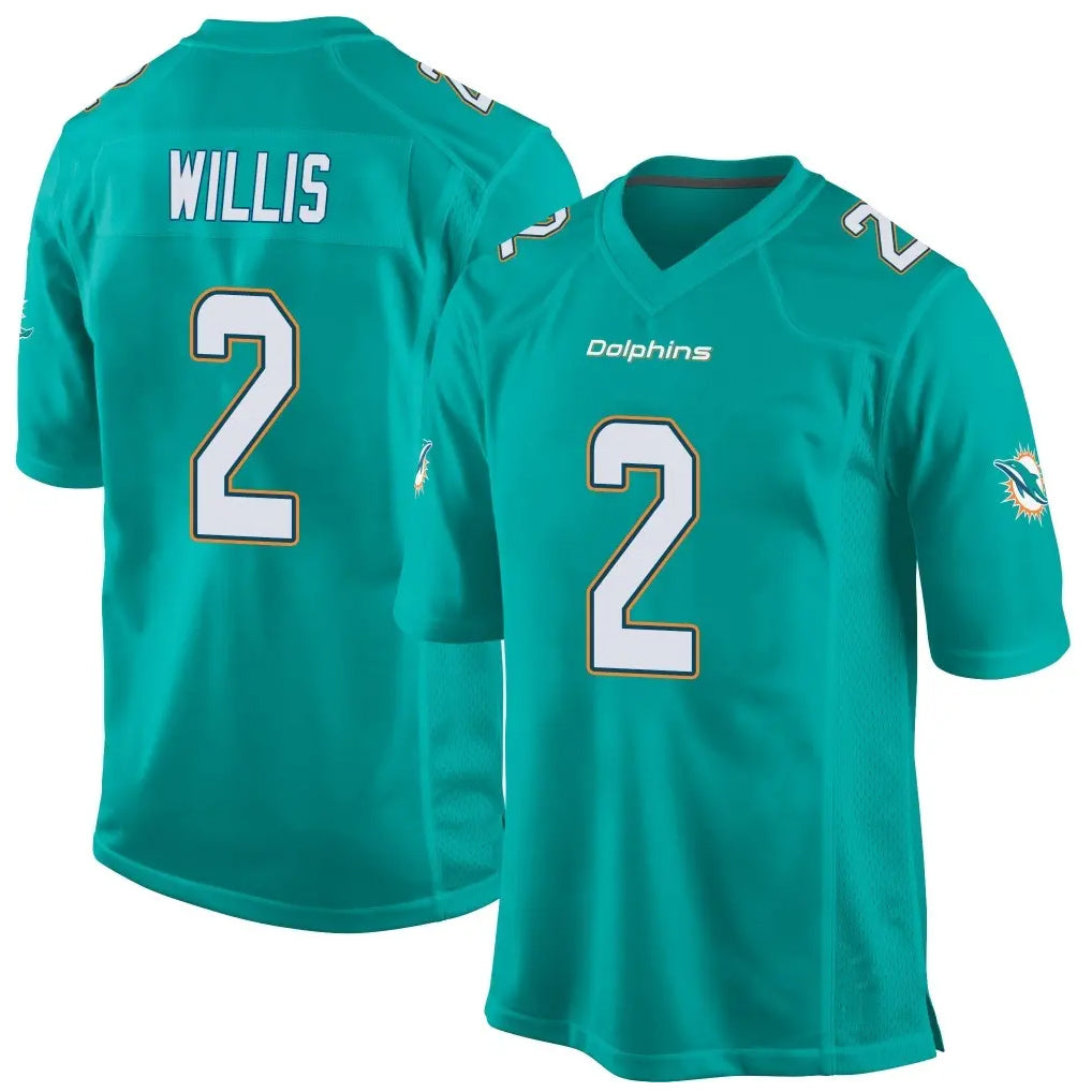 Blackjersey M.Dolphins #2 Malik Willis Player Aqua Team Color Home Game Stitched Jerseys