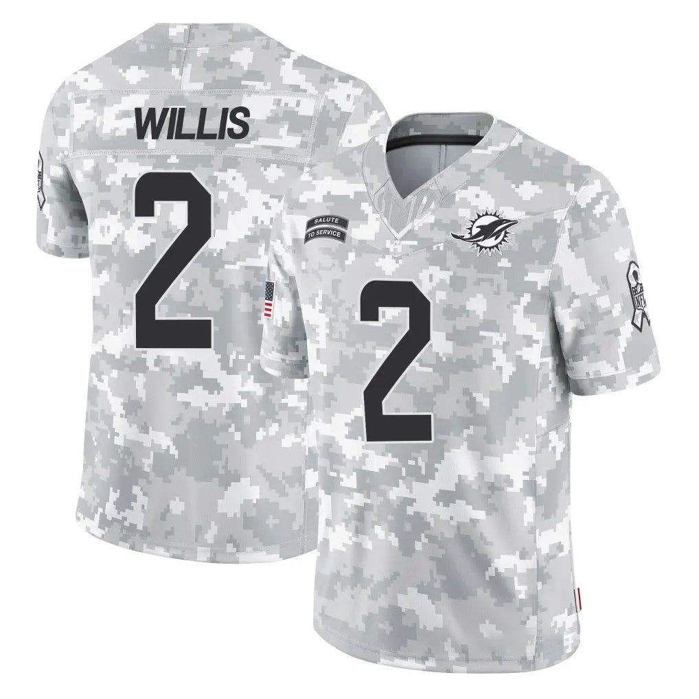 Blackjersey M.Dolphins #2 Malik Willis Player Arctic Camo Salute To Service Limited Game Stitched Jerseys