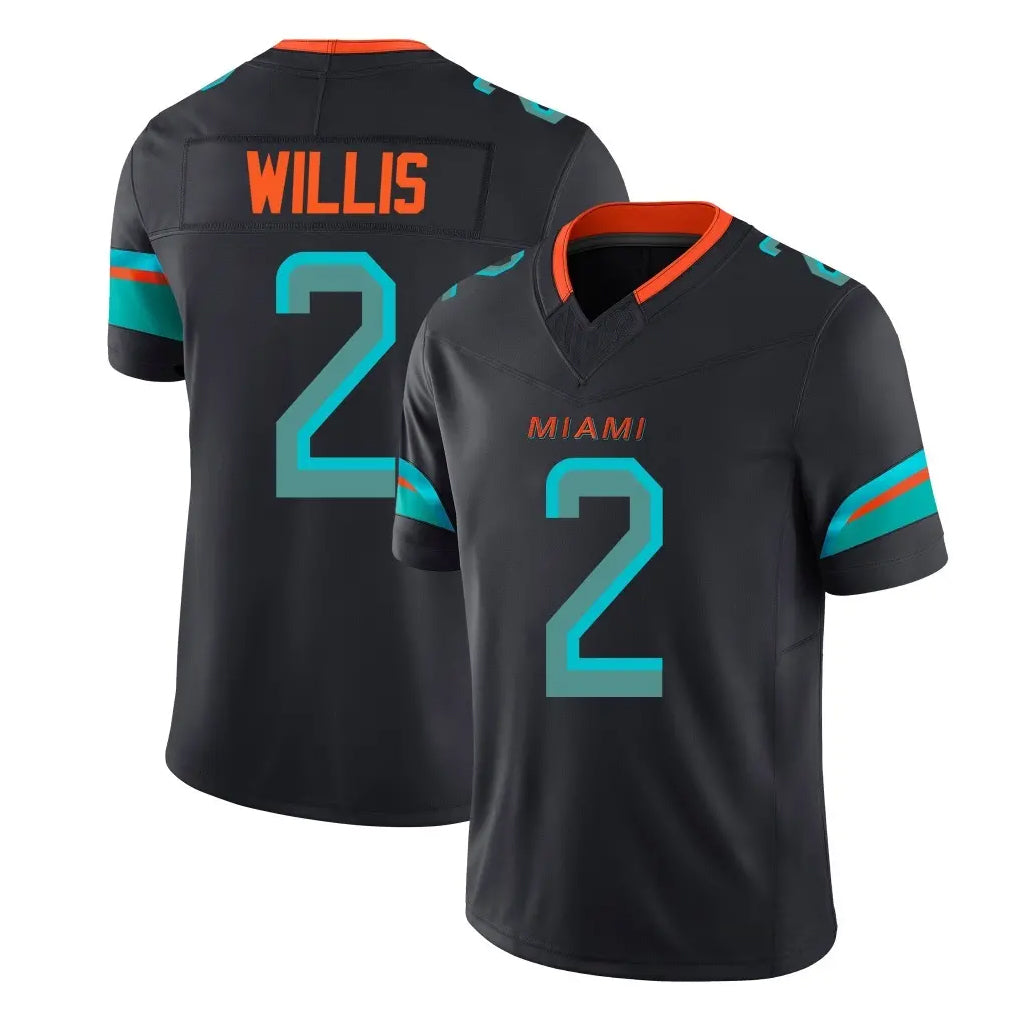 Blackjersey M.Dolphins #2 Malik Willis Player Black Limited Pitch Rivalries Collection Home Game Stitched Jerseys