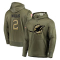 Blackjersey M.Dolphins #2 Malik Willis Player Olive Salute to Service Pullover Hoodies Home Game Stitched Jerseys