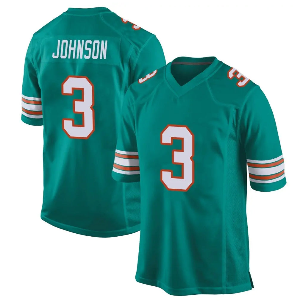 Blackjersey M.Dolphins #3 Chris Johnson Player Aqua Alternate Home Game Stitched Jerseys