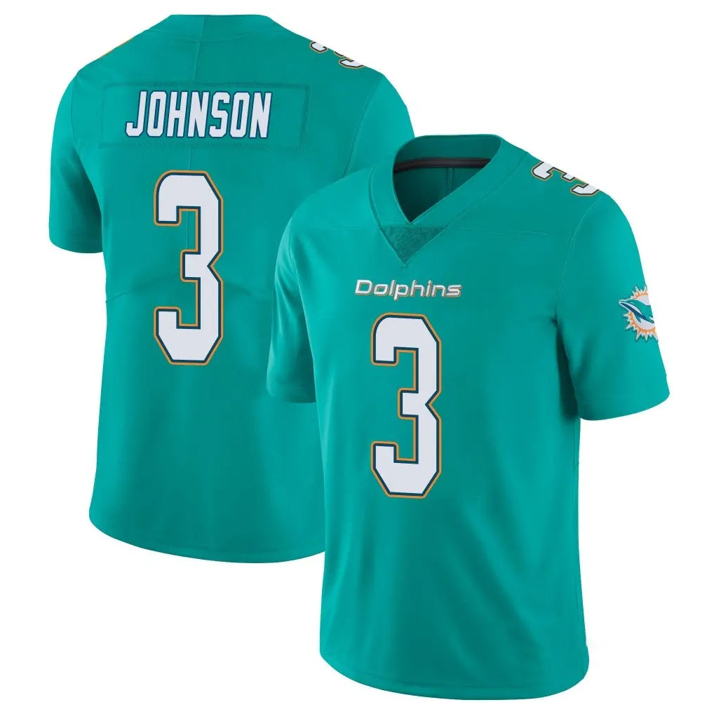 Blackjersey M.Dolphins #3 Chris Johnson Player Aqua Limited Vapor Untouchable Home Game Stitched Jerseys