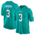 Blackjersey M.Dolphins #3 Chris Johnson Player Aqua Team Color Home Game Stitched Jerseys