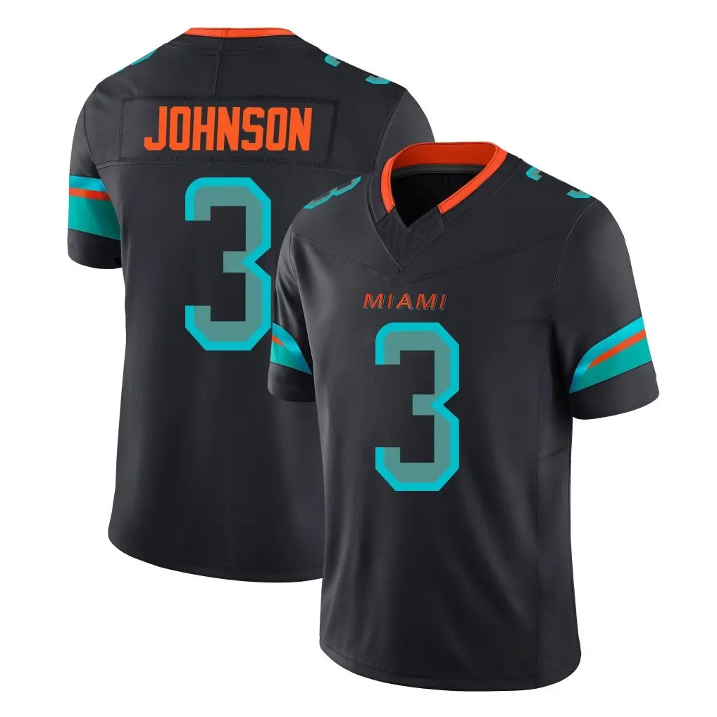 Blackjersey M.Dolphins #3 Chris Johnson Player Black Limited Pitch Rivalries Collection Home Game Stitched Jerseys