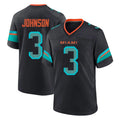Blackjersey M.Dolphins #3 Chris Johnson Player Black Pitch Rivalries Collection Home Game Stitched Jerseys