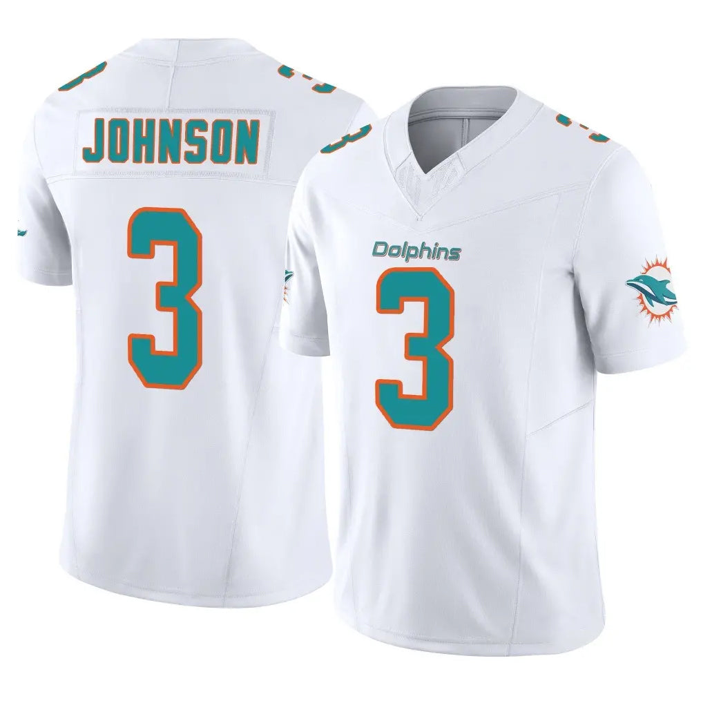 Blackjersey M.Dolphins #3 Chris Johnson Player White Limited Vapor F.U.S.E. Home Game Stitched Jerseys